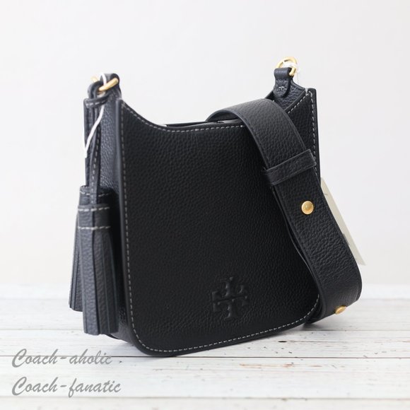 NWT Tory Burch Thea Web Mini Shoulder Bag Leather Crossbody in Black - Picture 4 of 14